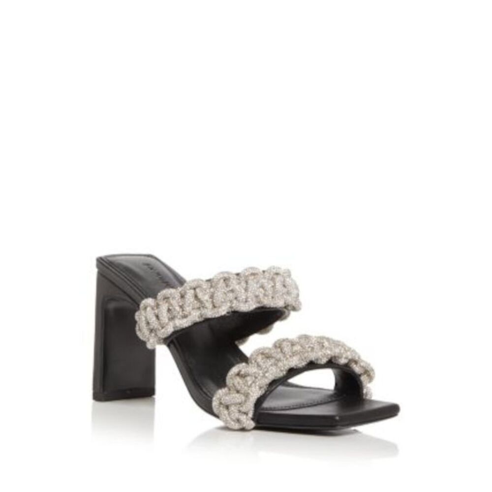 JONATHAN SIMKHAI Womens Black Crystal Rope At Straps Walker Heeled Sandal 37
